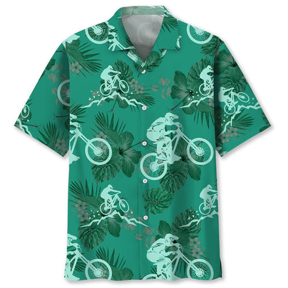 Mountain Bike Blue Nature Hawaiian Shirt, Unisex Summer Beach Casual Short Sleeve Summer Vacation Beach Shirts HO0566