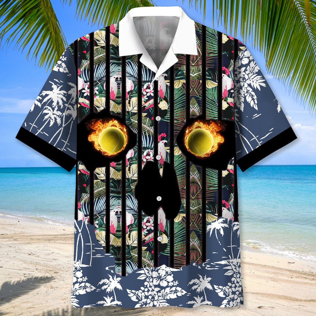 Tennis Flower Skull Hawaiian Shirt, Gift for Tennis Player, Summer Shirt HO0498