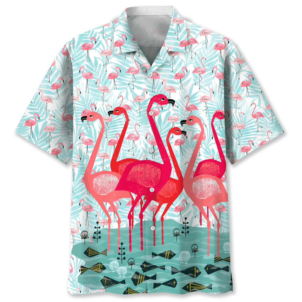 3D All Over Print Flamingo Hawaiian Shirt, Hawaii Beach Aloha Shirt for Men, Flamingo Shirt HO3736