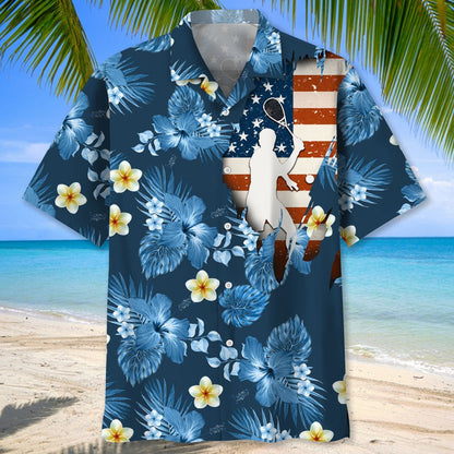 Tennis Usa Blue Tropical Hawaiian Shirt, Aloha Shirt, Casual Shirts, Shirt For Men, Short Sleeves Shirt, Beach Shirt HO0497