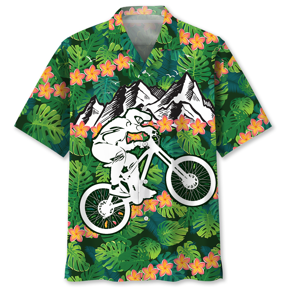 Mountain Bike Tropical Hawaiian Shirt, Unisex Summer Beach Casual Short Sleeve Summer Vacation Beach Shirts HO1199