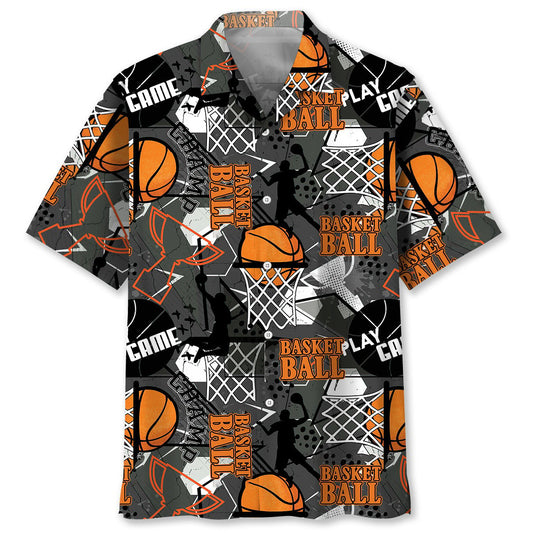 3D All Over Print Basketball Pattern Black Hawaiian Shirt HO3724