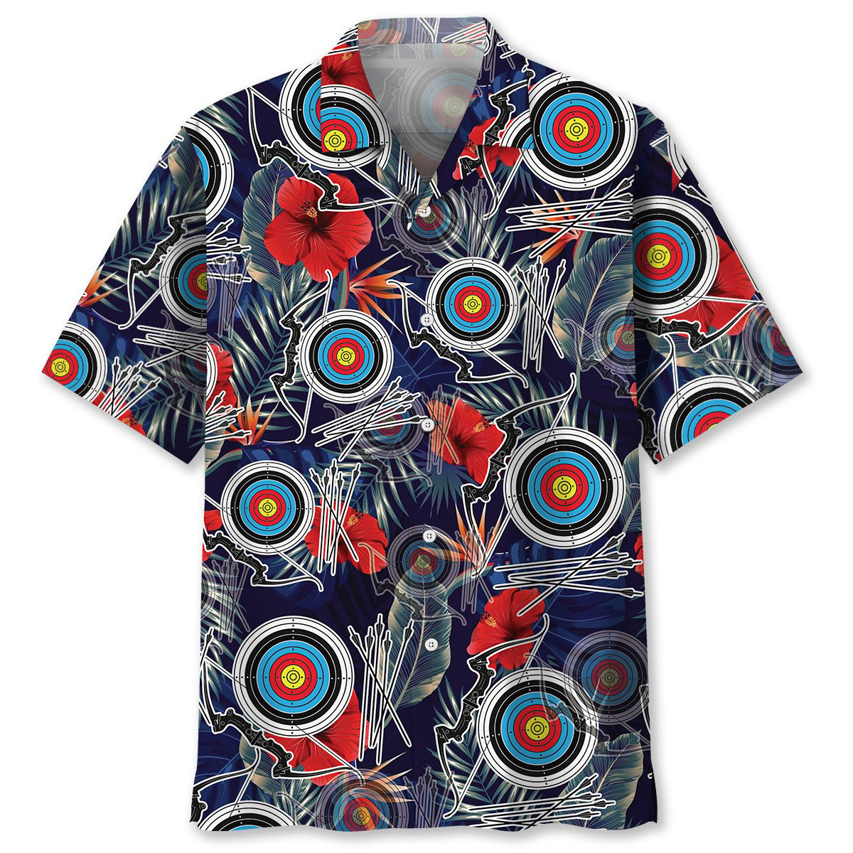 Archery Rose Hawaiian Shirt, Gift for Archer, Archery Beach Hawaii Aloha Shirt HO3787