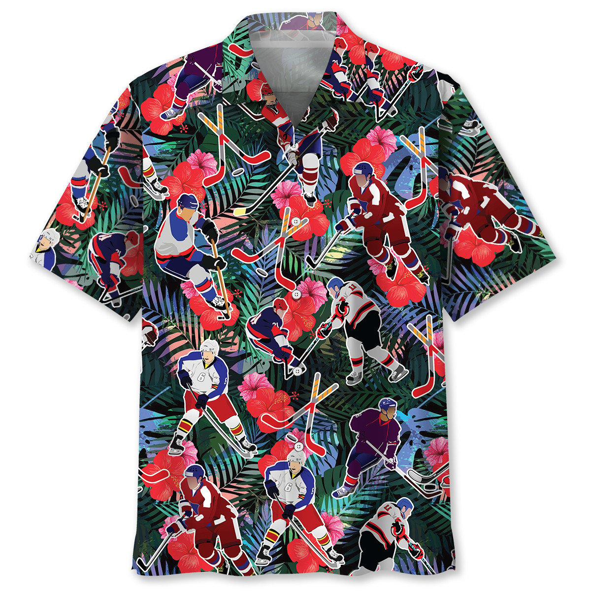 Hockey Hawaiian Tropical Hawaiian Shirt, Summer Gift For Hockey Lovers HO0050