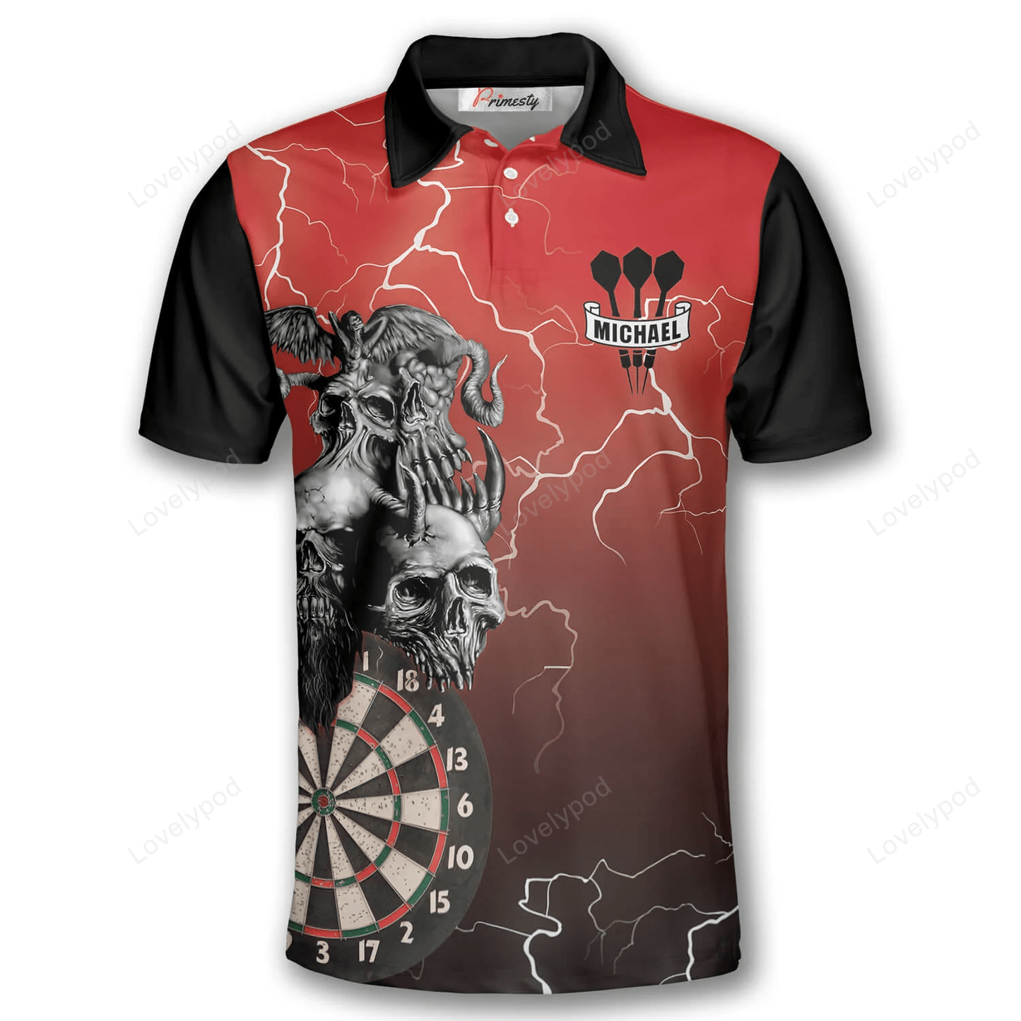 Lasfour Skull Lightning Fantasy Darts Personalized Name And Team Name 3D Shirt DMA0191