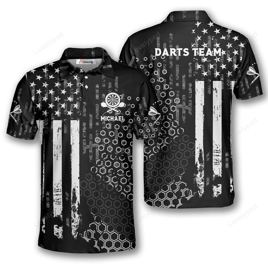 Lasfour US Flag Hive Pattern Darts Personalized Name And Team Name 3D Shirt DMA0199