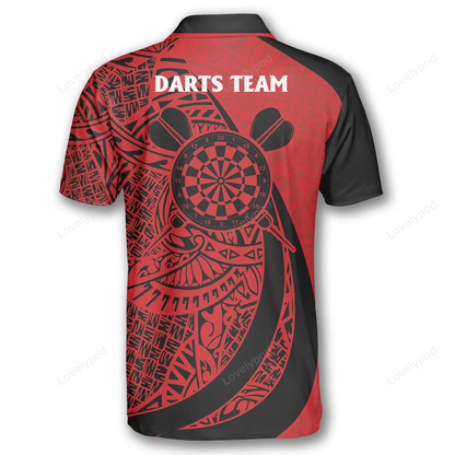 Lasfour Red Tribal Tattoo Darts Personalized Name And Team Name 3D Shirt DMA0192