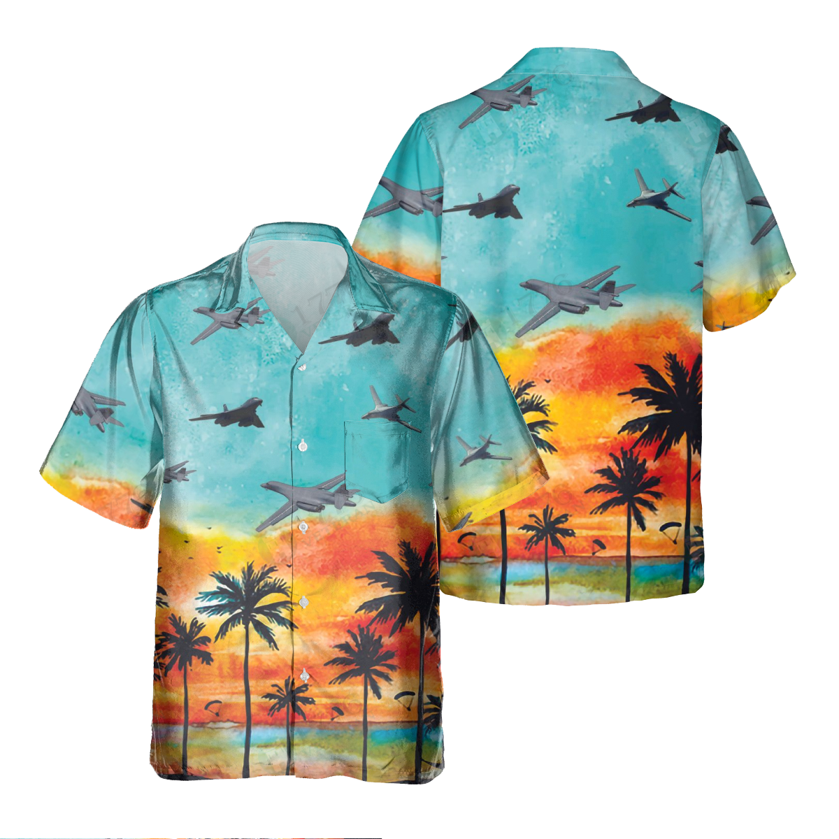 B-1 Lancer Pocket Hawaiian Shirt, Hawaiian Shirt for Men Dad Veteran, Patriot Day HO0466