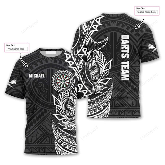 Lasfour Black And White Tribal Pattern Darts Personalized Name And Team Name 3D Shirt DMA0193