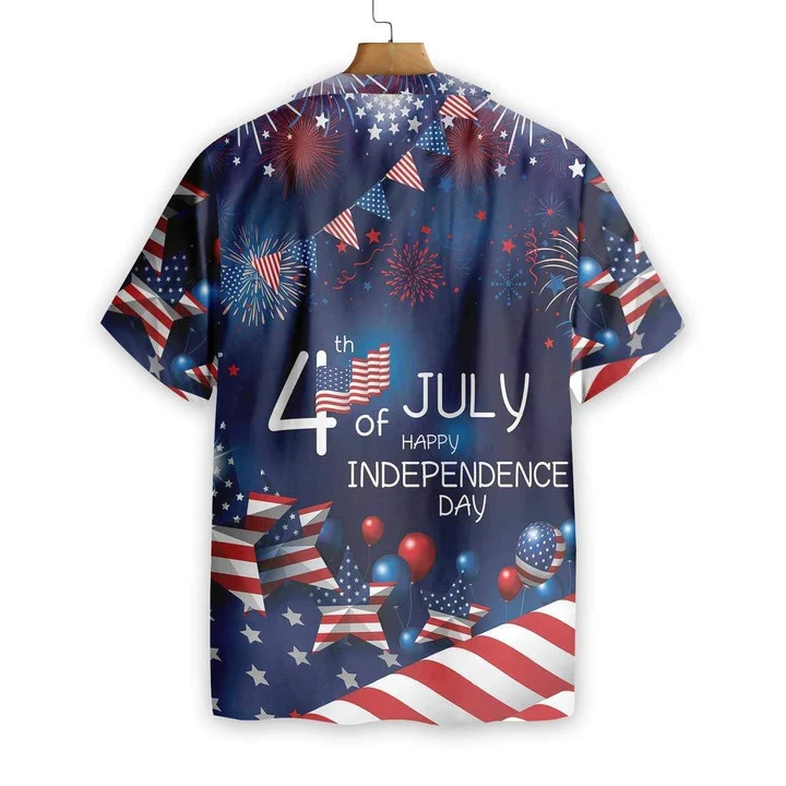 4th Of July Watercolor Hawaiian Shirt, American Flag Fireworks Hawaiian Shirt HO0196