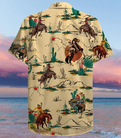 Life Of Cowboy On Wheat Color Design Hawaiian Shirt HO2381