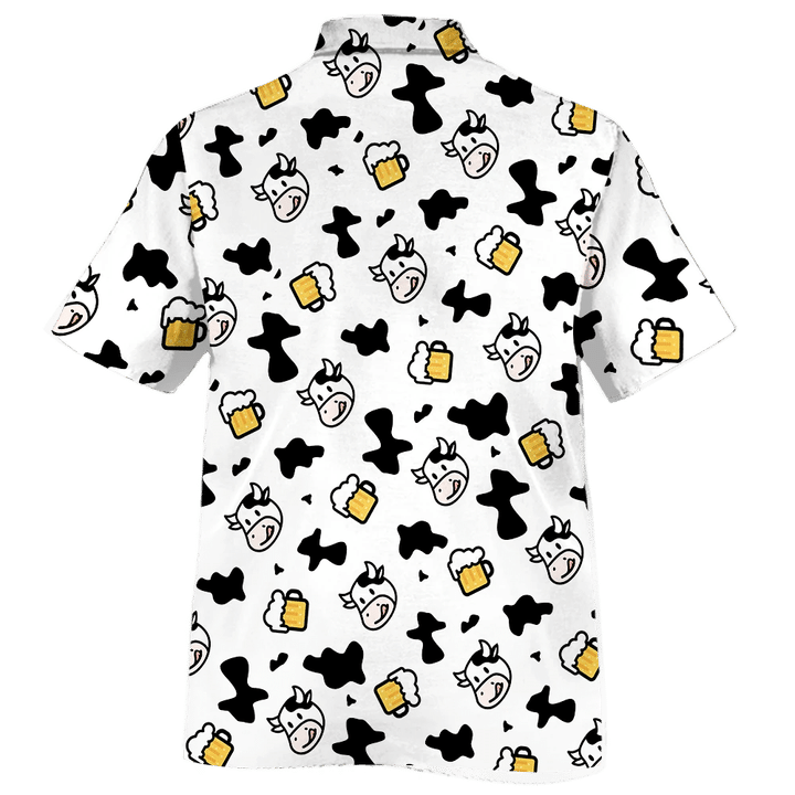 Cow And Beer Cow Skin Pattern Black And White Theme Hawaiian Shirt HO1761