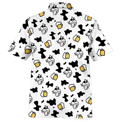 Cow And Beer Cow Skin Pattern Black And White Theme Hawaiian Shirt HO1761