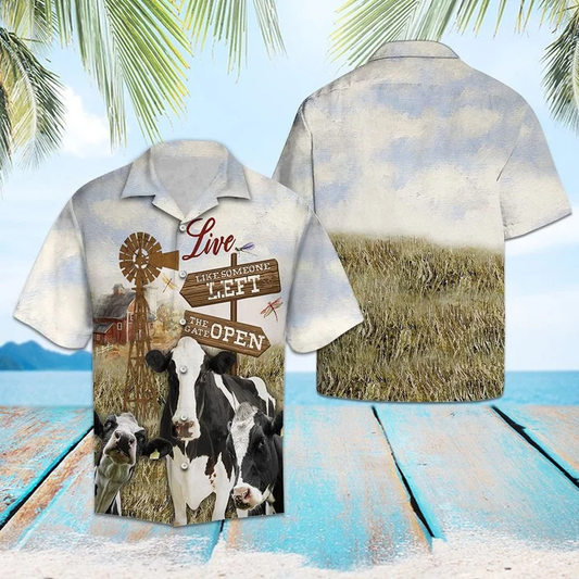 Barn And Windmill Cow In Farm Hawaiian Shirt HO1621