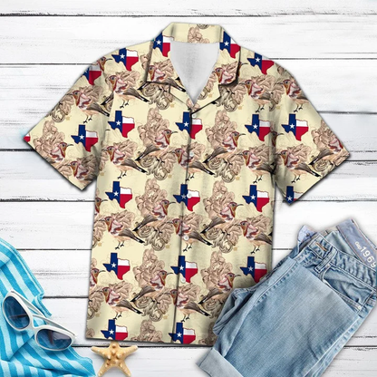 Mockingbird With Texas Map Design Hawaiian Shirt HO1404