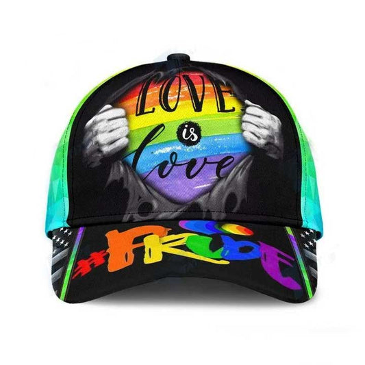 Lesbian Pride Baseball Cap, 3D All Over Printed Rainbow Cap, Love Is Love Pride Cap, Couple Gaymer Gifts CO0219