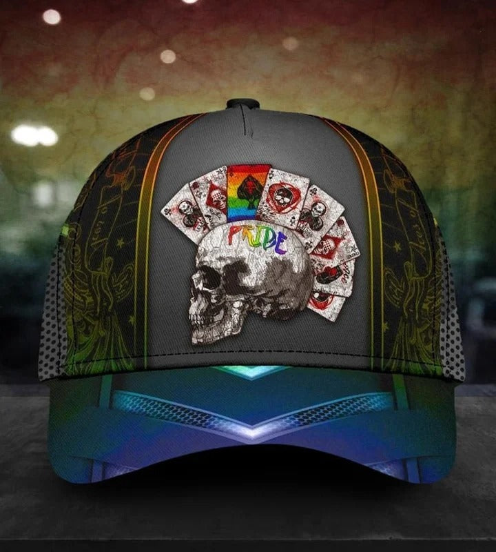 Skull Lgbt Pride Cards All Over Printing Baseball Cap Hat Lgbt Accessories CO0313