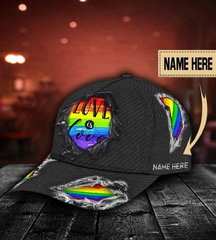 Personalized With Name Gay Pride Accessories For Pride Month, Love Is Love Printing Baseball Cap Hat CO0291