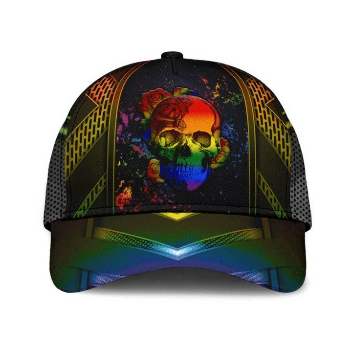 Skull Pride Baseball 3D Cap Show Off Your True Color LGBT Printing Baseball Cap Hat, Gift For Couple Gaymer CO0251