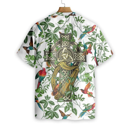 Celtic cross Irish St. Patrick's Hawaiian Shirt, Shamrock Shirt, Irish Day Hawaiian Shirt PO0085