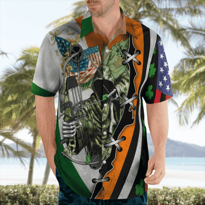 Hunting Hunter Skull And American Flag Saint Patrick’S Day Aop Hawaii Shirt PO0062