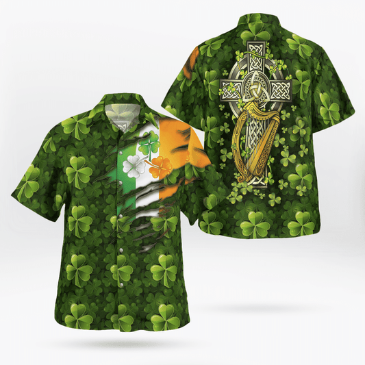 Patrick's day Hawaiian Shirt, Patrick's Day Flag And Item Green Clover Background Hawaii Shirt PO0099