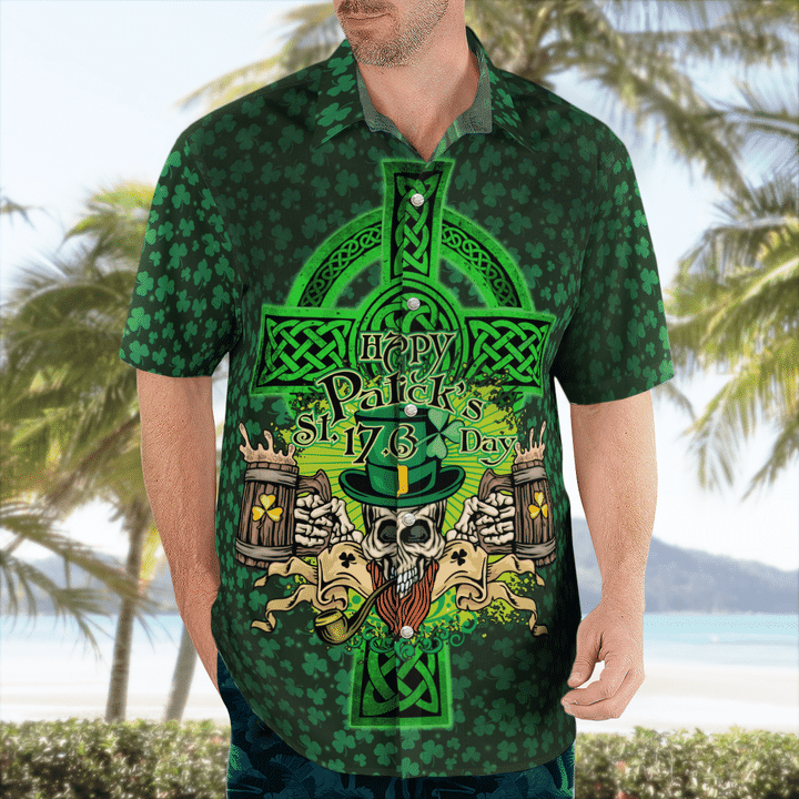 Happy St. Patrick's Day Cool Skull And Beer Hawaii Shirt - Gift For Irish PO0082