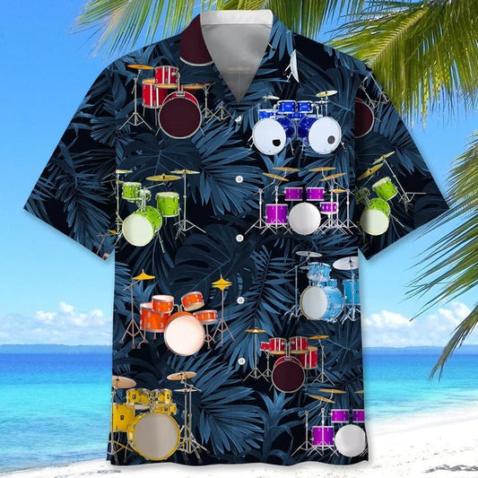 Drums Tropical Hawaiian Shirt, Aloha Beach Shirts For Drummer, Cool Hawaiian Shirt For Drum Lovers HO4815