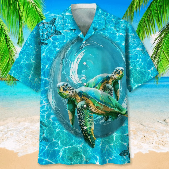 Turtle Pattern Hawaiian Shirt 3D Full Print, Aloha Turtle Beach Shirts, Hawaiian Shirt For Turtle Lovers HO4811