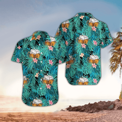 Beer floral aloha Hawaiian Shirt, Mens Hawaiian Shirt For Beer Lover, Hawaiian shirt for men HO2933