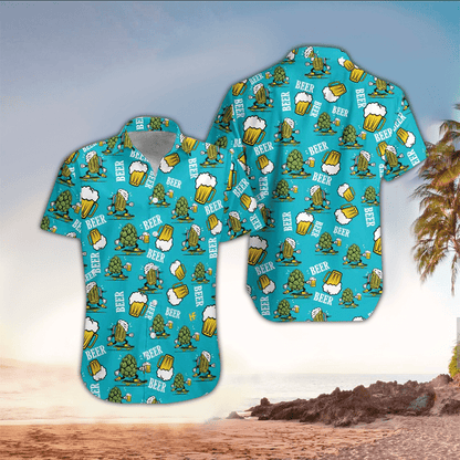 Beer and floral pattern Hawaiian Shirt for men, Perfect Gift Ideas For Beer Lover HO3437