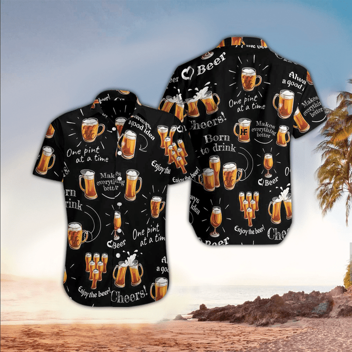 Beer and floral pattern Hawaiian Shirt for men, Perfect Gift Ideas For Beer Lover HO3437