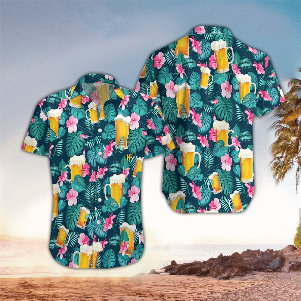 Beer flower Hawaiian Shirt for men, Beer day gift, Perfect Gift Ideas For Beer Lover HO3440