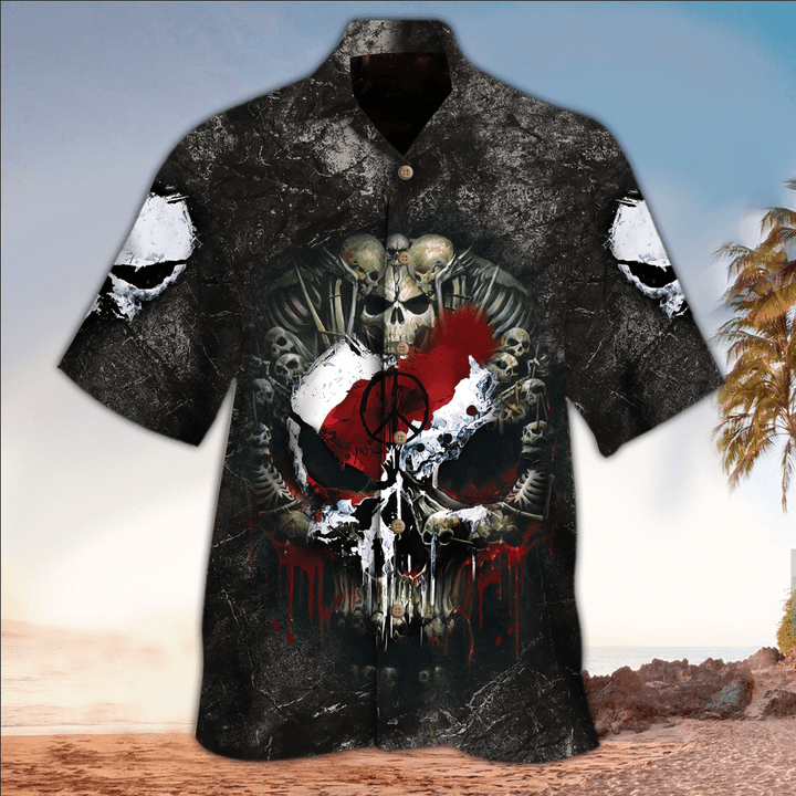 Skull 3D All printed black Hawaii Shirt, Perfect Hawaiian Shirt For Skull Lover, Hawaiian shirt for men HO2930