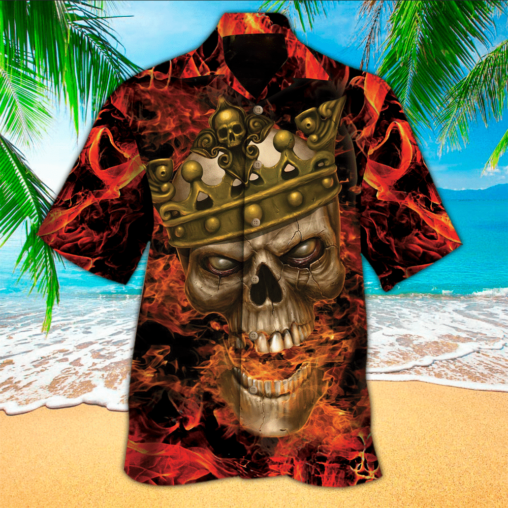 Skull Fire Hawaii Shirt, Perfect Hawaiian Shirt For Skull Lover, Hawaiian shirt for men HO2928