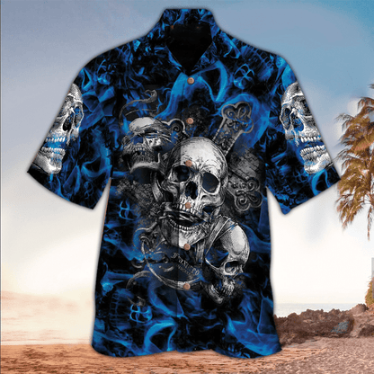 Skull 3D All printed black Hawaii Shirt, Perfect Hawaiian Shirt For Skull Lover, Hawaiian shirt for men HO2930