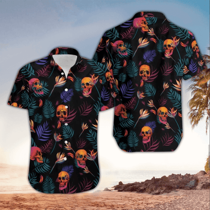 Skull 3D All printed black Hawaii Shirt, Perfect Hawaiian Shirt For Skull Lover, Hawaiian shirt for men HO2930