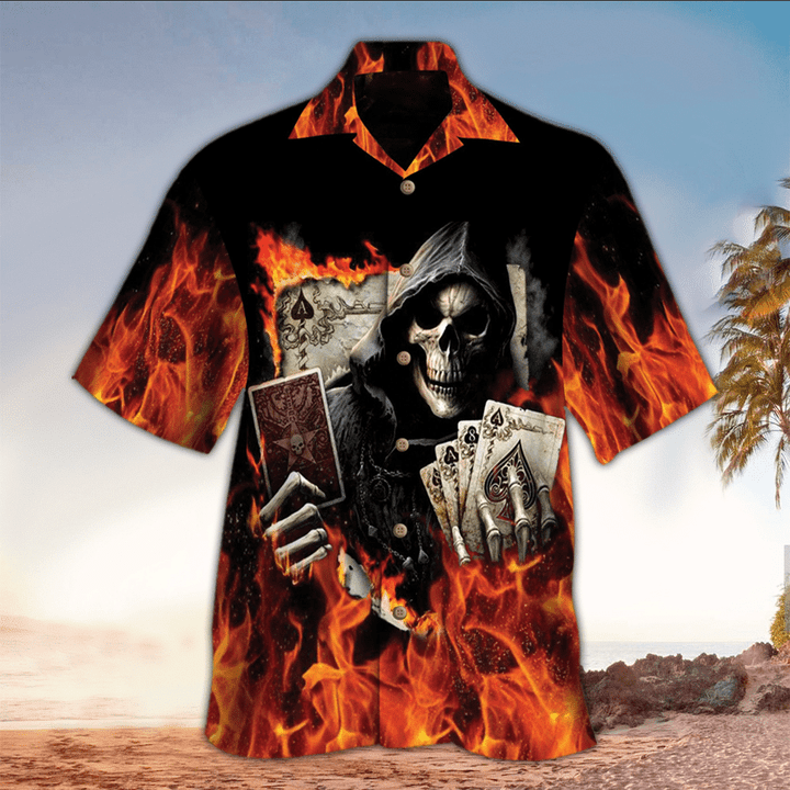 Skull Fire Hawaii Shirt, Perfect Hawaiian Shirt For Skull Lover, Hawaiian shirt for men HO2928