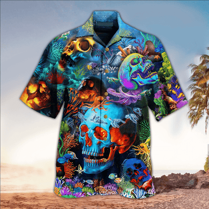 Skull 3D All printed black Hawaii Shirt, Perfect Hawaiian Shirt For Skull Lover, Hawaiian shirt for men HO2930