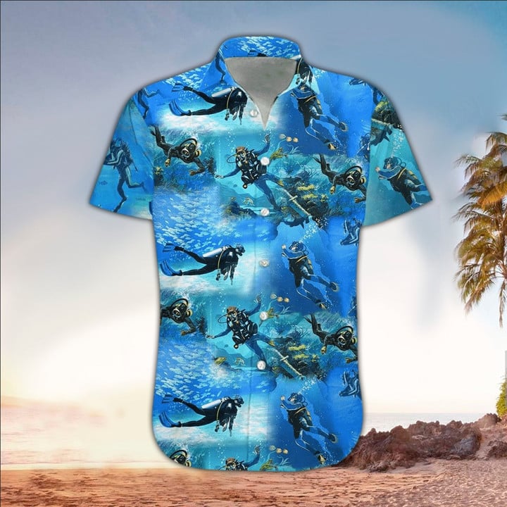 Scuba helmet Hawaiian Shirt for men and women, Scuba Shirt For Scuba Lover, Perfect Gift Ideas For Scuba Lover HO3450