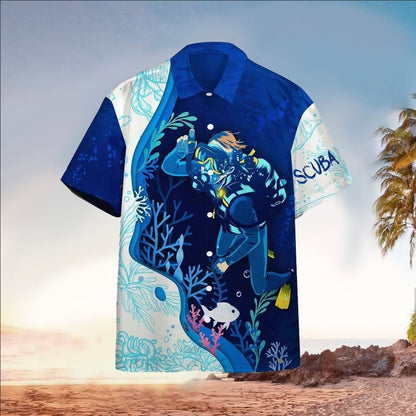 Scuba Hawaiian Shirt, Scuba Lover Gifts, Perfect Gift Ideas For Scuba Lover HO3448