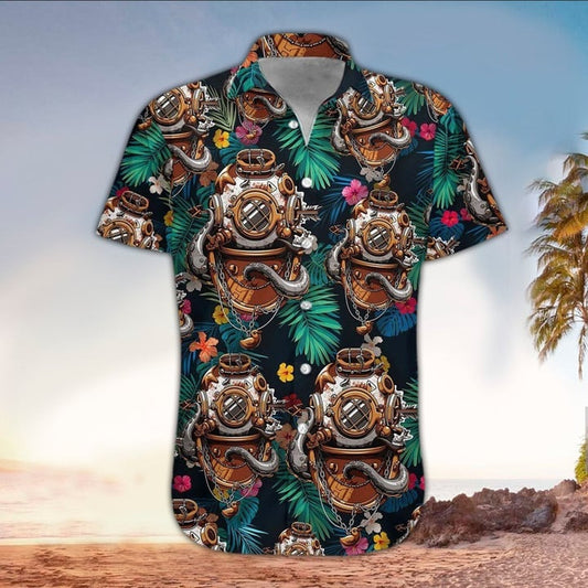 Scuba helmet Hawaiian Shirt for men and women, Scuba Shirt For Scuba Lover, Perfect Gift Ideas For Scuba Lover HO3450