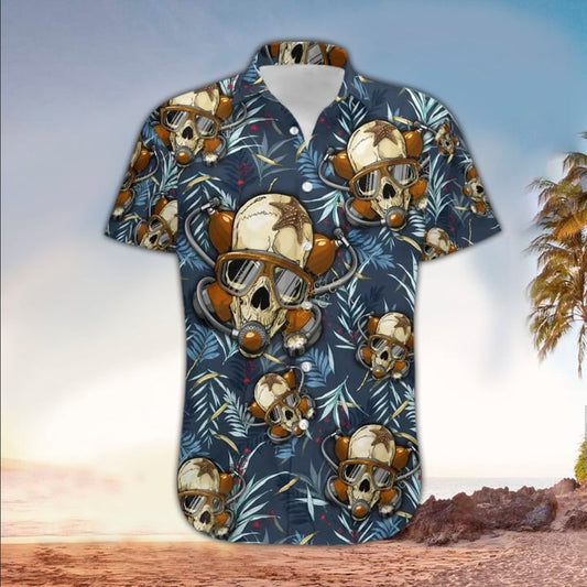 Scuba driving skull Hawaiian Shirt, Perfect Scuba Clothing HO3445