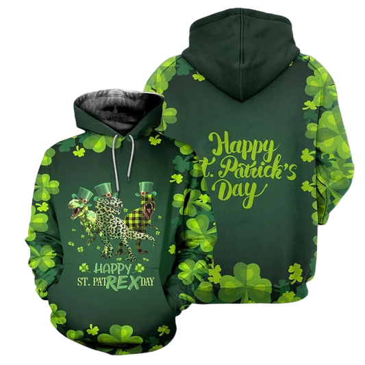 Happy St PatRex Day Happy St Patrick's Day 3D All Over Print Hoodie, Zip-up Hoodie PO0211