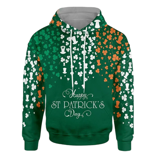 Happy St Patrick's Day Pattern Shamrock and Hat 3D All Over Printed Shirt PO0206