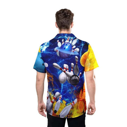 3D All Over Printed Fire Bowling Hawaiian Shirt, Love Bowling Hawaii Aloha Beach Shirts HO4748