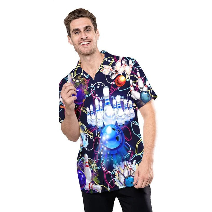 3D All Over Printed Hawaiian Shirt With Bowling Pattern, Bowling Hawaii Aloha Shirt Men Women HO4734