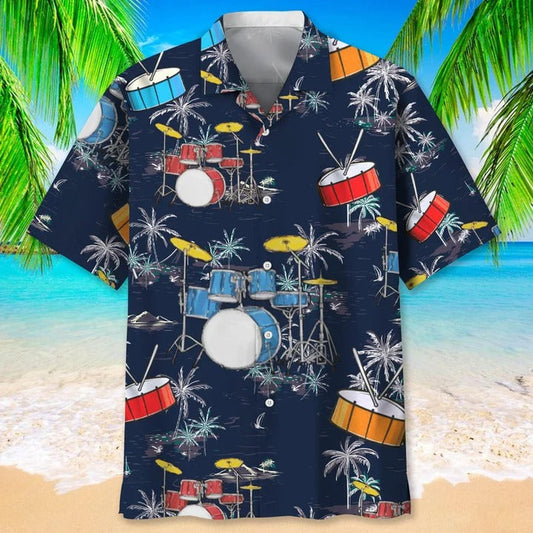 Drum Nature Beach Hawaiian Beach Shirts, Drummer Gifts, Aloha Hawaiian Shirt For Musican, Drum Hawaiian Shirt HO4818