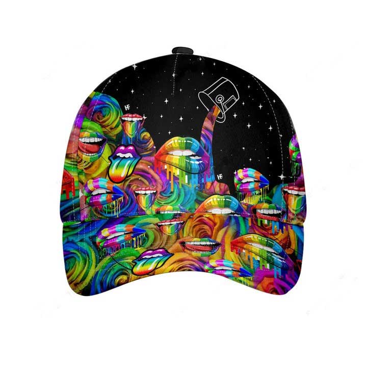 Rainbow Lips Classic Cap, Pride Rainbow Baseball Cap, Lgbt 3D Cap CO0216