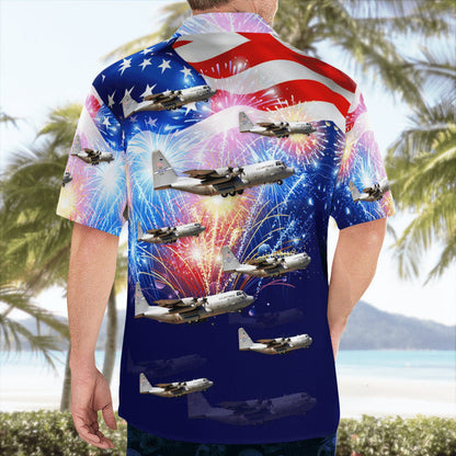 Kentucky Air National Guard 165Th Airlift Squadron Lockheed C-130H Hercules, 4Th Of July Hawaiian Shirt HO0639